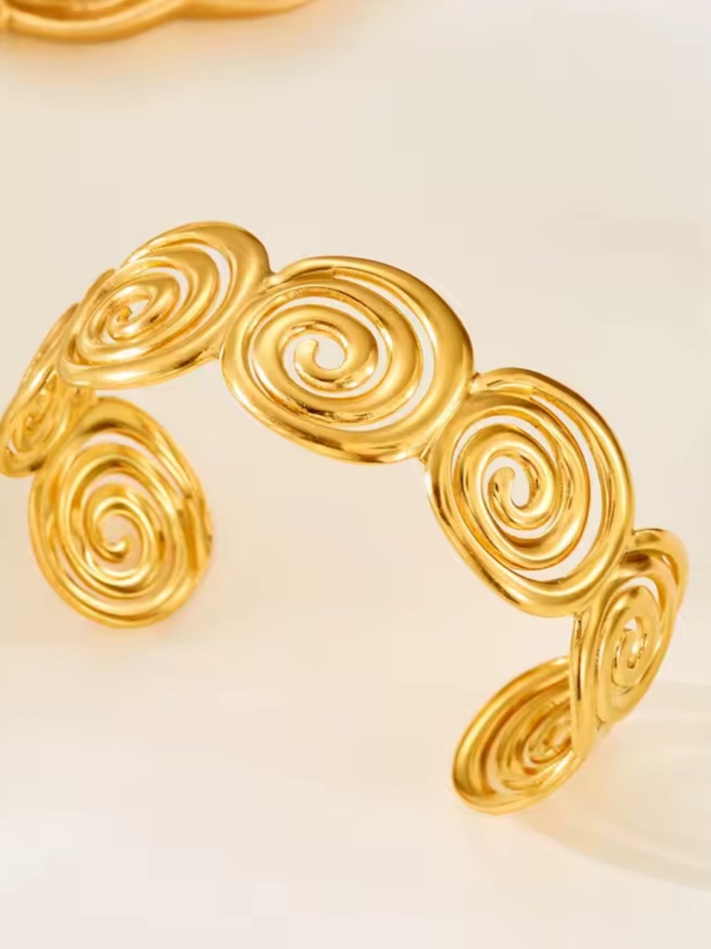 Gold Spiral Open Cuff Bracelet